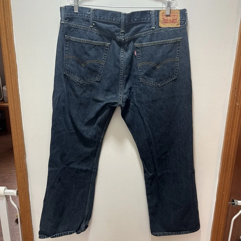 Levis 527 Modern Slim Fit Bootcut Jeans Mens 42x30 Dark‎ Wash Blue Denim